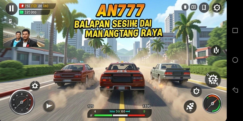 Tampilan seru gameplay balap mobil di AN777.