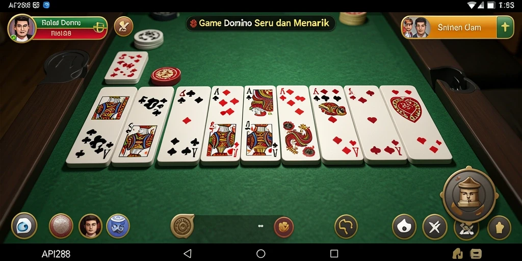 Tampilan menarik dari gameplay API288 yang menampilkan aksi permainan Domino.
