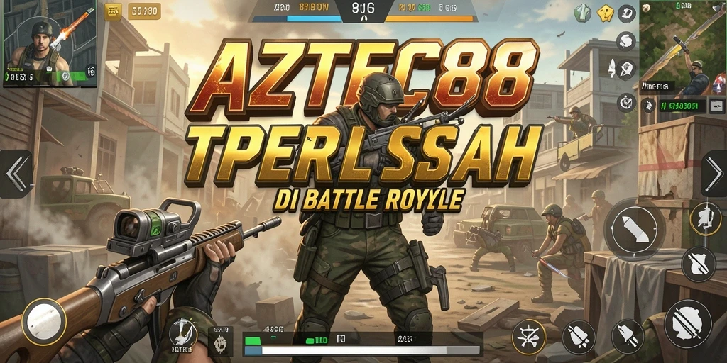 Screenshot utama AZTEC88 menampilkan aksi seru dalam pertempuran Battle Royale.