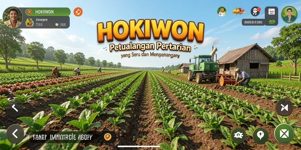 Tampilan gameplay HOKIWON yang menampilkan keindahan pertanian.