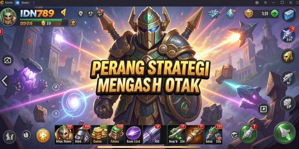 Screenshot gameplay IDN789 menunjukkan pertempuran strategi yang intens.