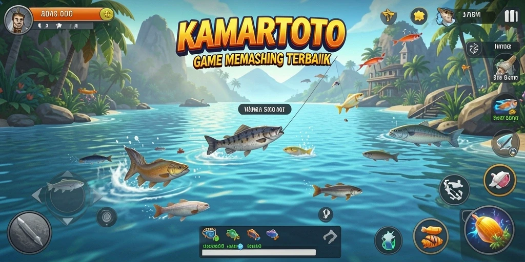 Tampilan gameplay menakjubkan di KAMARTOTO saat memancing ikan.