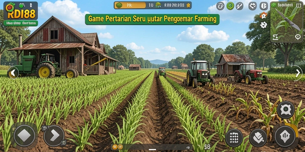 Screenshot gameplay RDI88 menunjukkan aktivitas bertani yang seru dan menyenangkan.