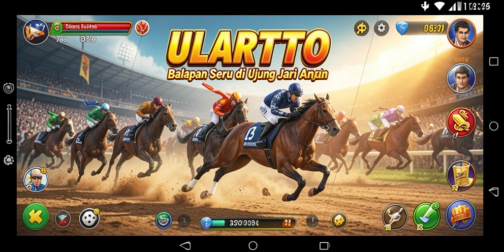 Gameplay ULARTOTO menampilkan balapan seru dan mobil yang bertenaga.